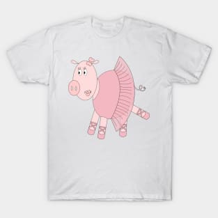 Pink Ballerina Pig In Tutu Digital Art | Melanie Jensen Illustrations T-Shirt